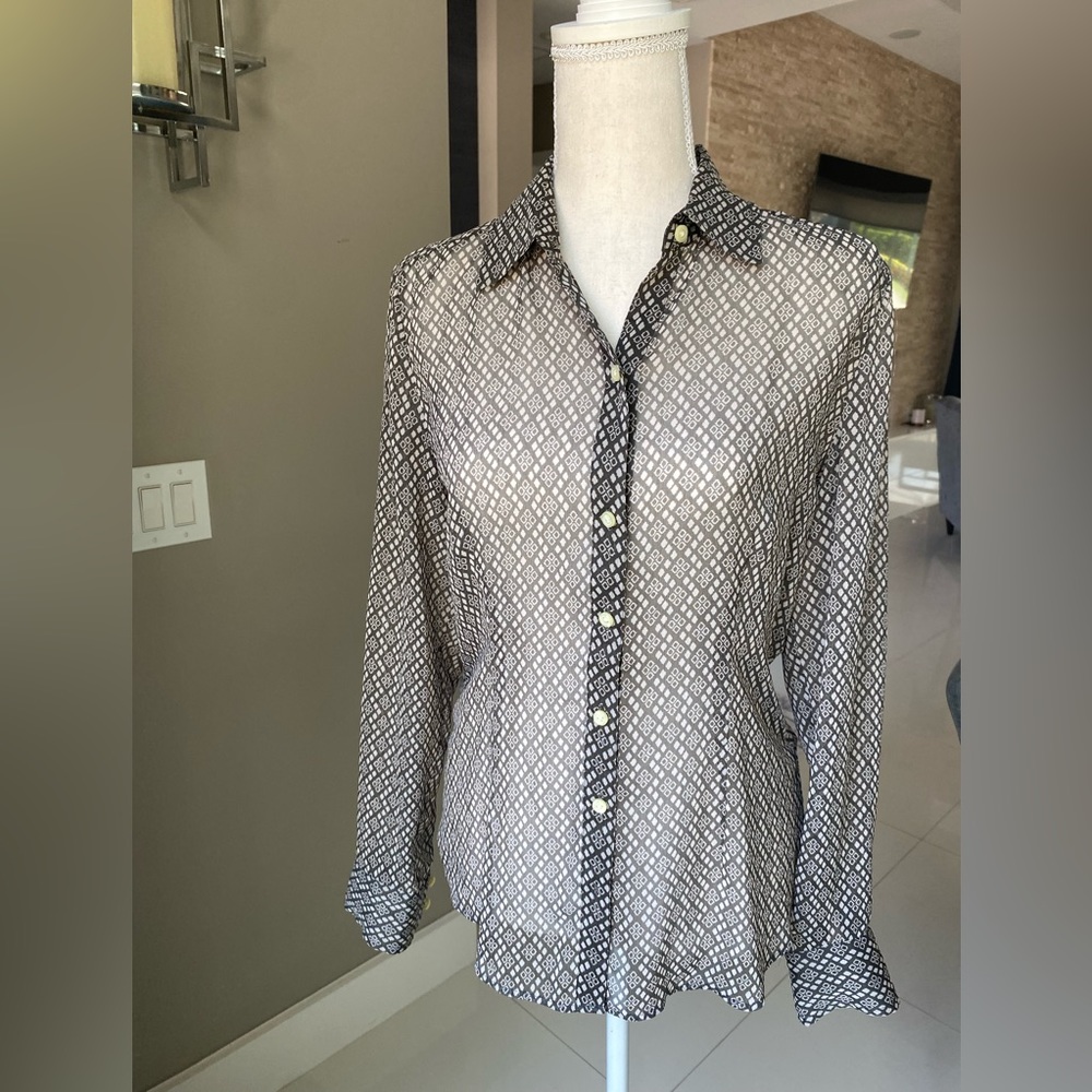 Women’s sheer button down long sleeve